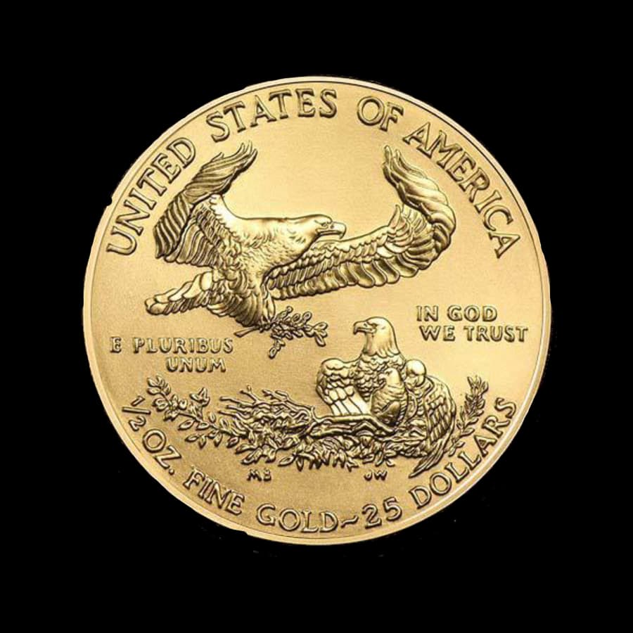 1/2 oz American Gold Eagle obverse (reverse)