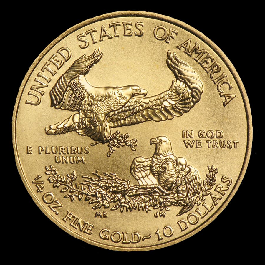 1/4 oz American Gold Eagle obverse (reverse)