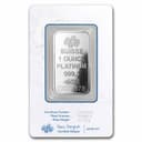 1 oz PAMP Suisse platinum bar back — SUISSE 1 OUNCE PLATINUM 999.5 with certificate
