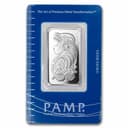 1 oz PAMP Suisse Fortuna platinum bar in blue assay card — front