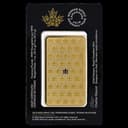 1 oz Royal Canadian Mint gold bar assay card reverse with maple leaf security pattern