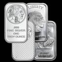 1 oz silver bars from various recognized mints, including Buffalo design rounds and bars