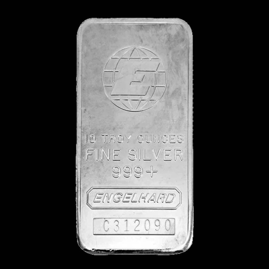 10 oz Engelhard Silver Bar front