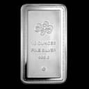 10 oz PAMP Lady of Liberty Silver Bar reverse with PAMP logo and silver markings