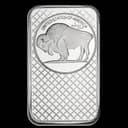 5 oz silver bar back — bison design, UNITED STATES OF AMERICA, diamond grid pattern