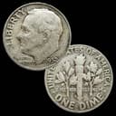 $1 face value 90% silver dimes, Roosevelt design obverse and reverse