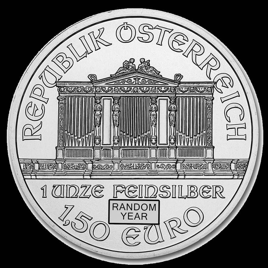 Austrian Silver Philharmonic coin obverse — Musikverein pipe organ design