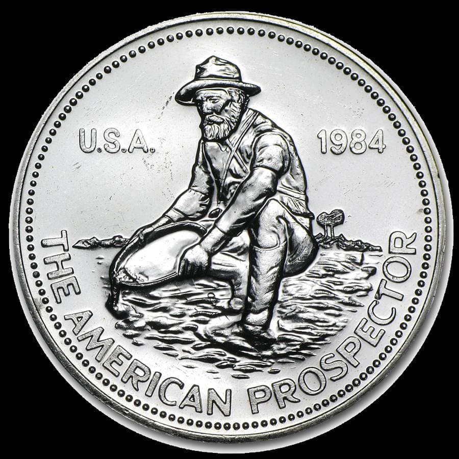 1 oz Engelhard Prospector silver round obverse