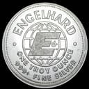 1 oz Engelhard Prospector silver round reverse — ENGELHARD globe logo, ONE TROY OUNCE 999+ FINE SILVER