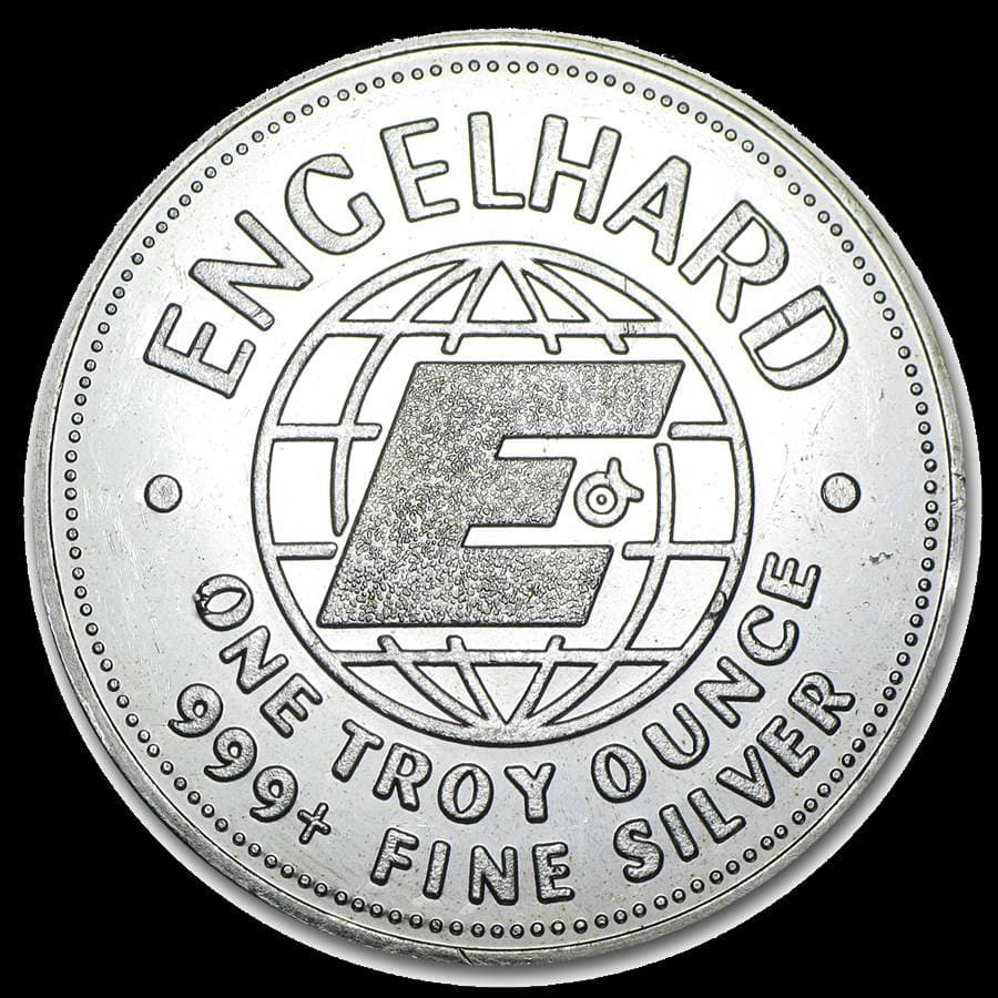 1 oz Engelhard Prospector silver round obverse (reverse)