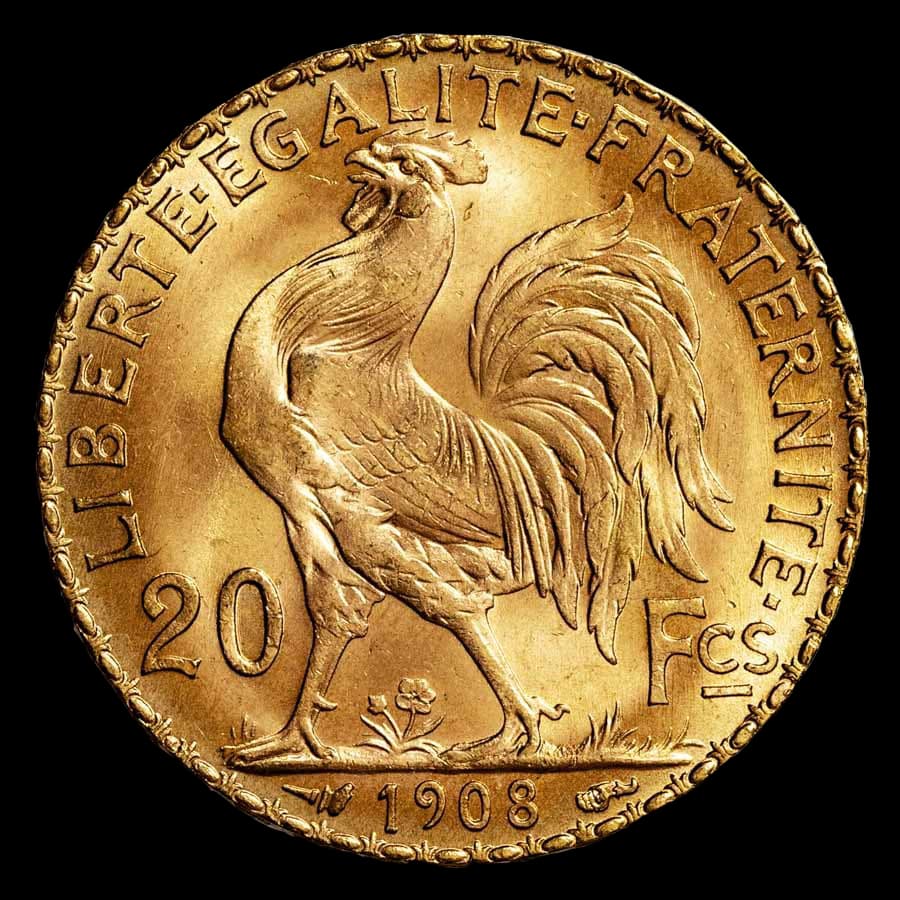 France Gold 20 Francs Rooster coin obverse