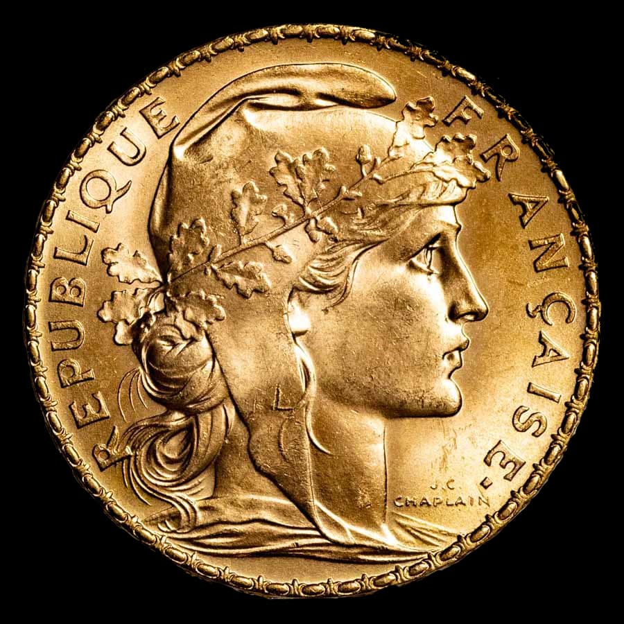 France Gold 20 Francs Rooster coin obverse (reverse)