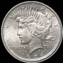 Peace Silver Dollar obverse — Liberty portrait with radiant crown, LIBERTY, IN GOD WE TRUST