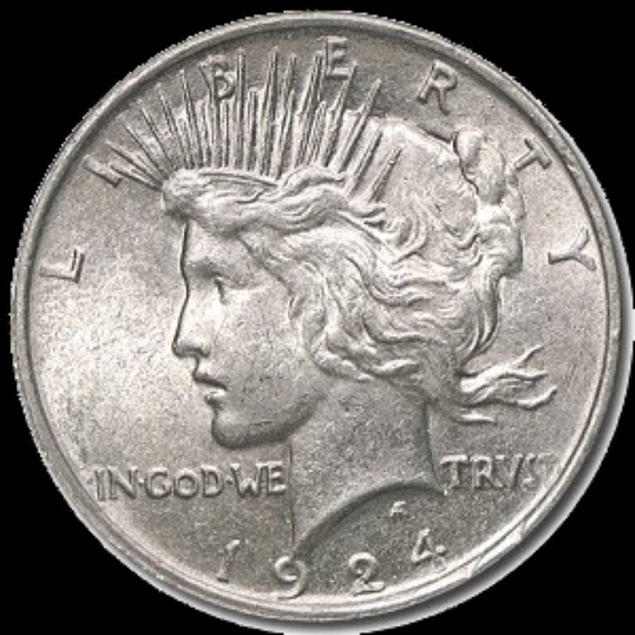 Peace Silver Dollar obverse — Liberty portrait with radiant crown, LIBERTY, IN GOD WE TRUST