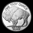 1 oz Silver Buffalo Round reverse — American bison standing, ONE TROY OUNCE 999 FINE SILVER