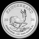 South African Silver Krugerrand coin reverse — springbok antelope design