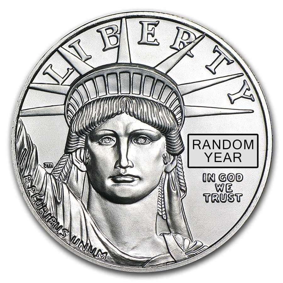 1 oz American Platinum Eagle obverse — Statue of Liberty portrait, LIBERTY, IN GOD WE TRUST