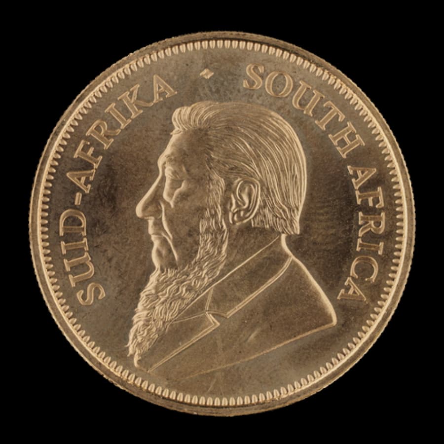 South African Gold Krugerrand coin obverse — Paul Kruger portrait