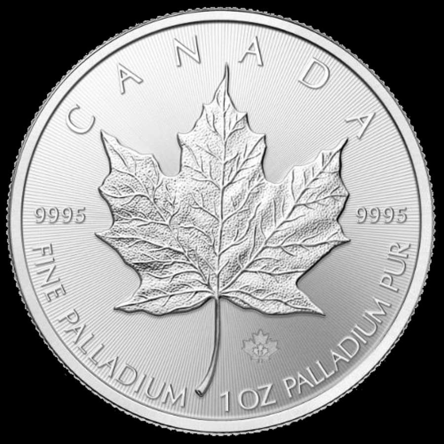 1 oz Canadian Palladium Maple Leaf reverse — maple leaf design, .9995 fine palladium
