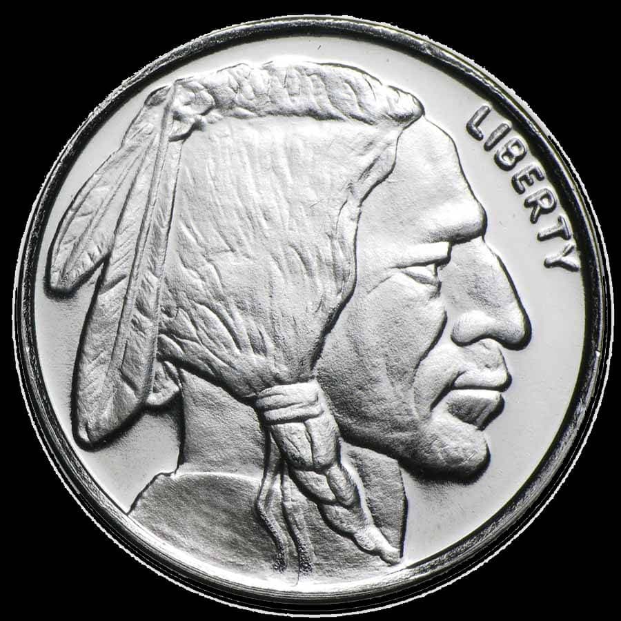 1 oz Silver Buffalo Round obverse — Native American Indian head profile with LIBERTY inscription